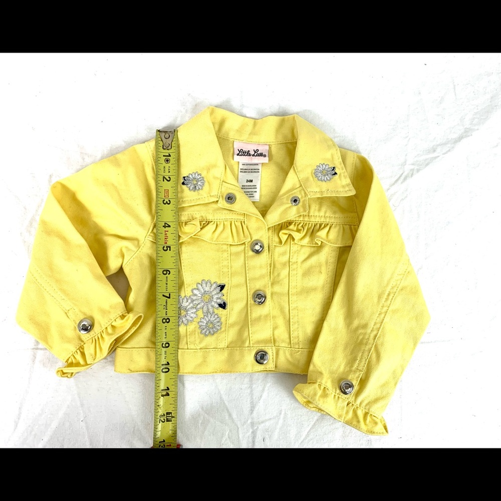 Darling Little Lass Yellow Jean Jacket with Purple Butterfly Skirt 24 months - Picture 8 of 9